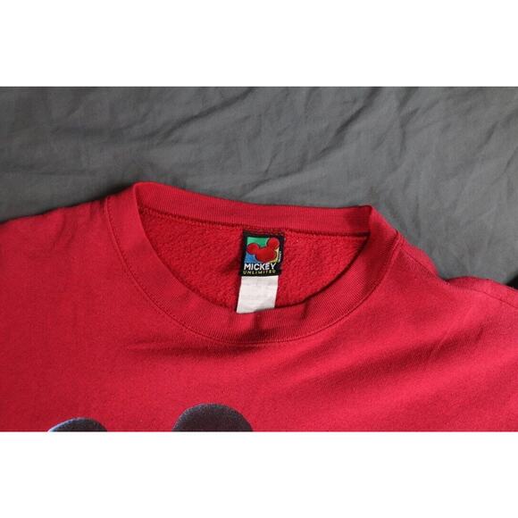 Disney Sweatshirt Vintage Mens M Large Red Mickey Pluto Mickey Unlimited 90's - Picture 3 of 9